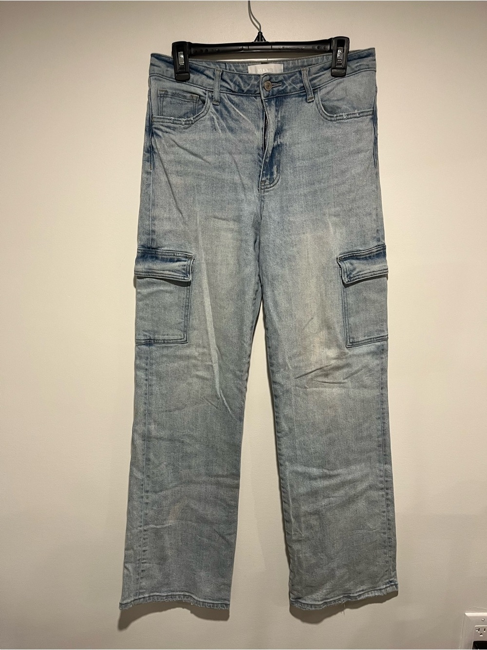 Light Wash Cargo Pocket Women's Jeans - Pale Blue - Picture 2 of 10